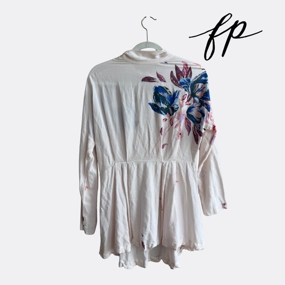 Free People Gemma Watercolor Floral Choker Neck Tunic Mini Dress – Size S - Picture 4 of 11